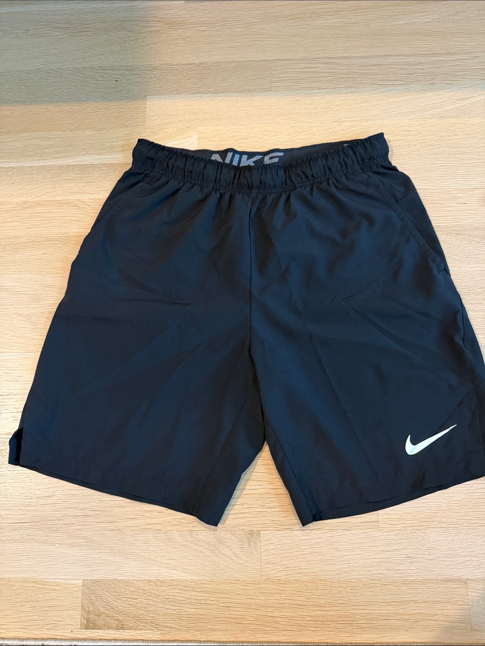 Nike Black Men's Dri-FIT Training Shorts with White Swoosh